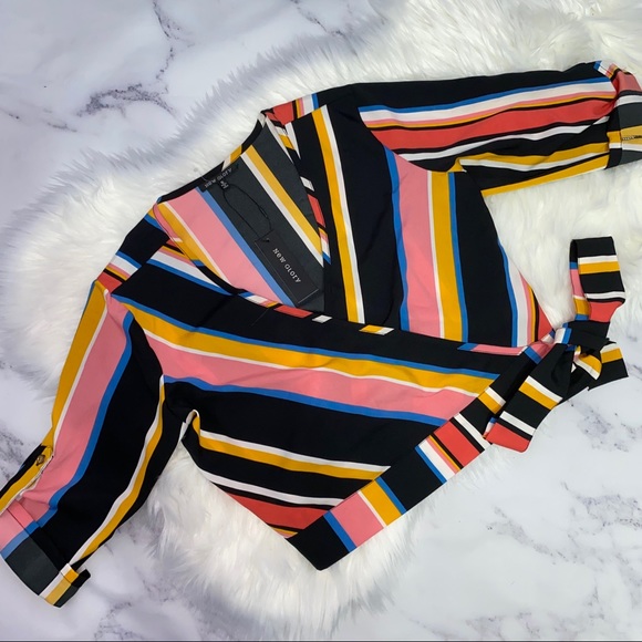 New Glory Colorful V-neck Blouse - Picture 1 of 7